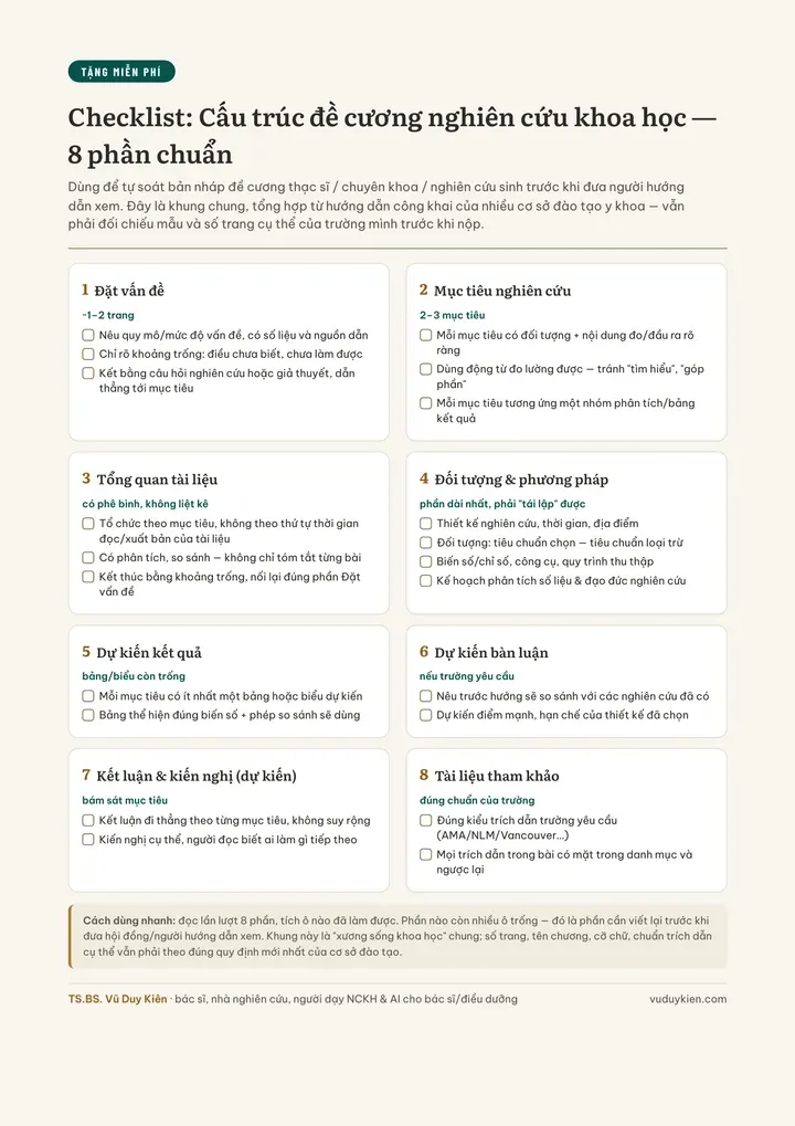 Trang đầu Checklist cấu trúc đề cương nghiên cứu 8 phần